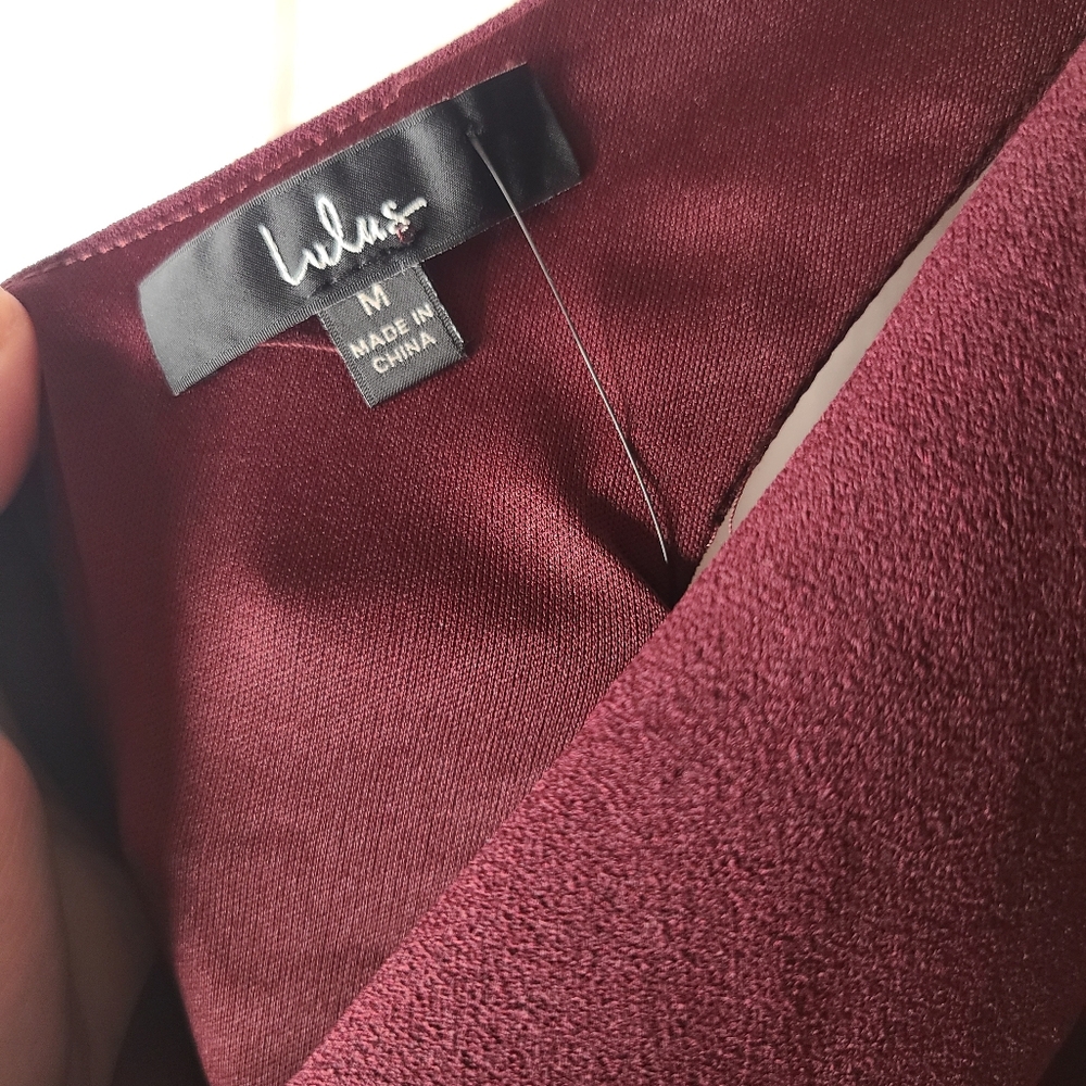Lulus Burgundy One-Shoulder Cutout Asymmetrical Dress Size Medium - Picture 9 of 12